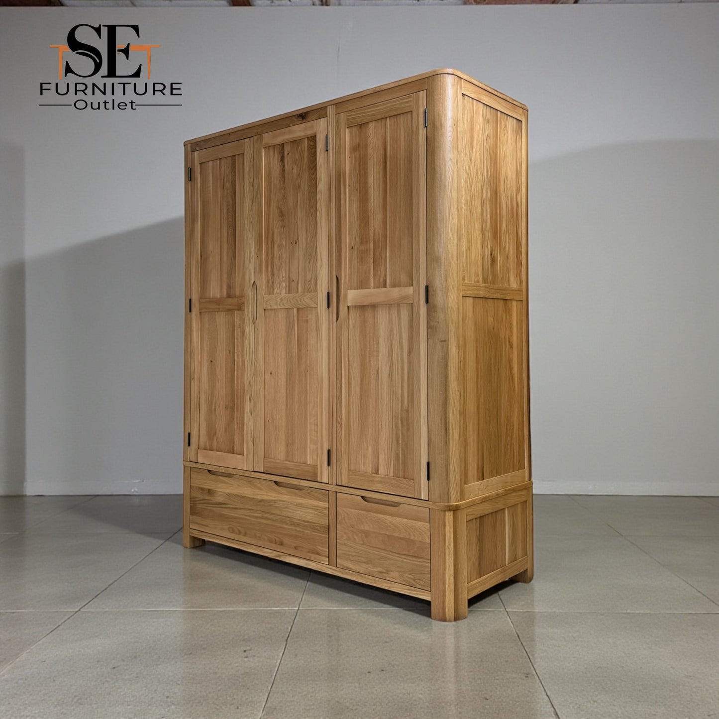 Natural Solid Oak Triple Wardrobe Romsey Range From Oak Furnitureland RRP £1599