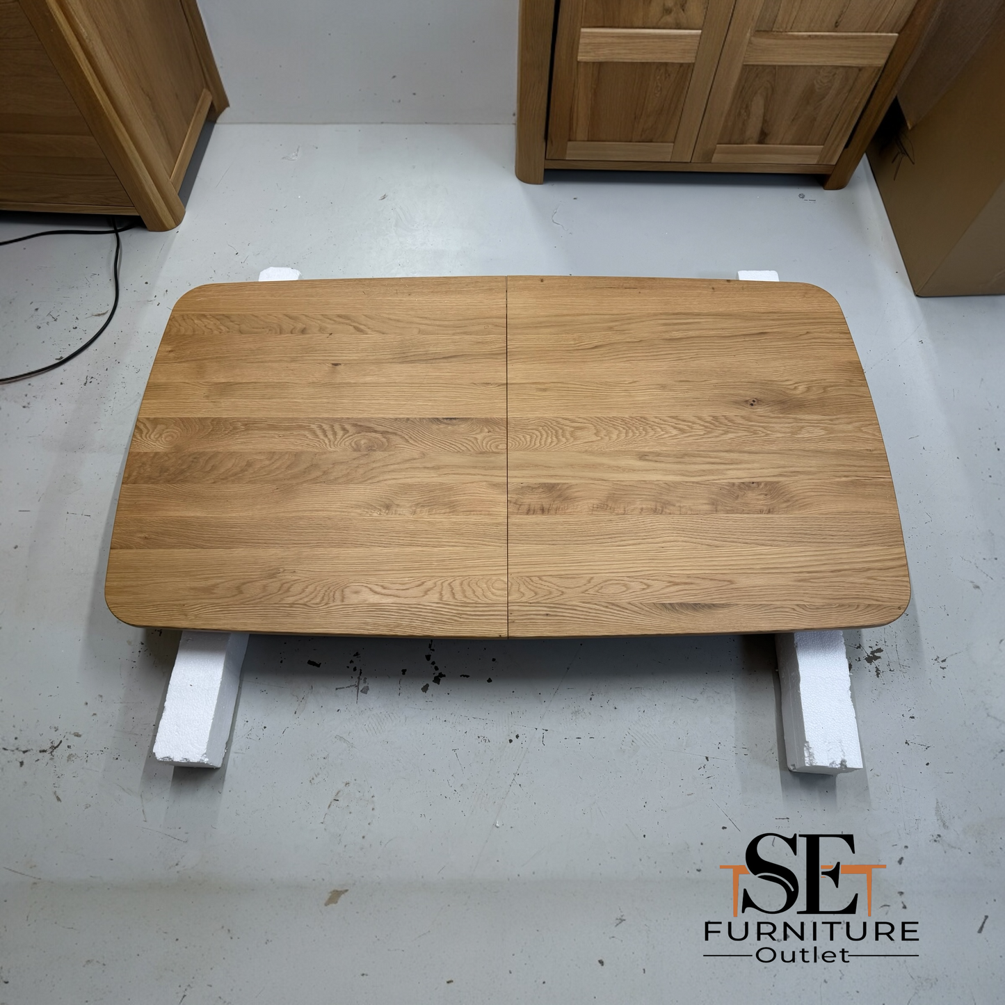 Natural Solid Oak Extending Dining Table, 6 to 10 Seater Bentley Range From Oak Furnitureland RRP £1079