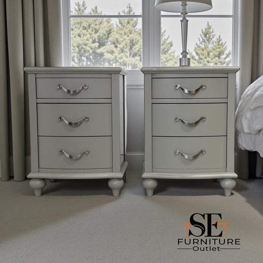 Bentleys Solid Wood & Grey Painted 3 Drawer Bedside Tables RRP £399 each