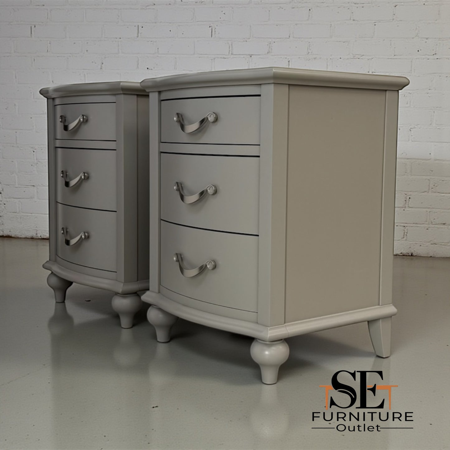 Bentleys Solid Wood & Grey Painted 3 Drawer Bedside Tables RRP £399 each