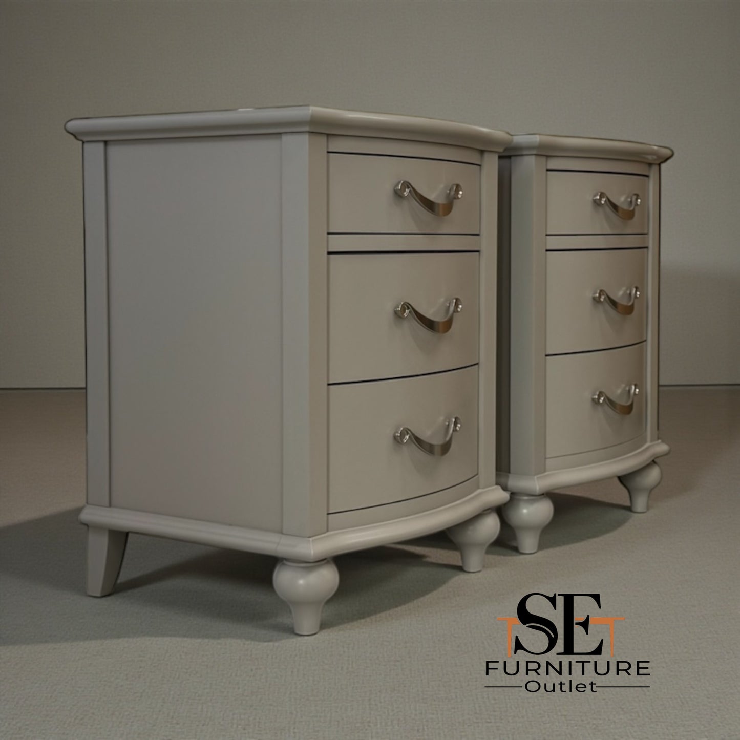 Bentleys Solid Wood & Grey Painted 3 Drawer Bedside Tables RRP £399 each