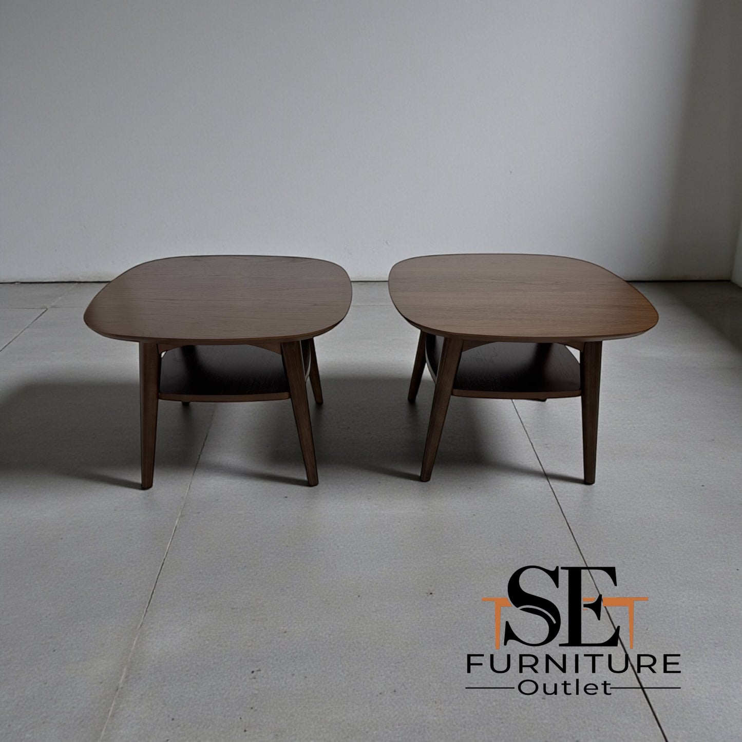 Bentleys Solid Walnut Wood Side Tables With Shelf RRP £429