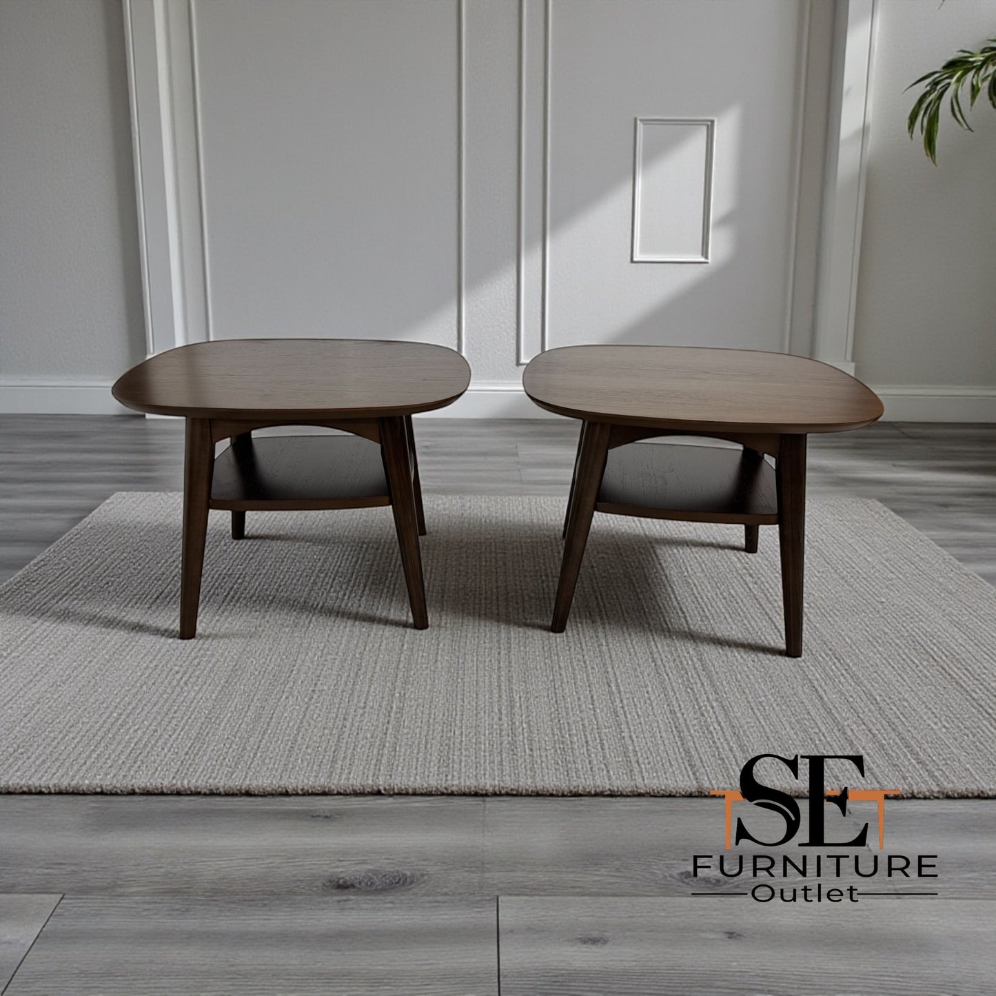 Bentleys Solid Walnut Wood Side Tables With Shelf RRP £429