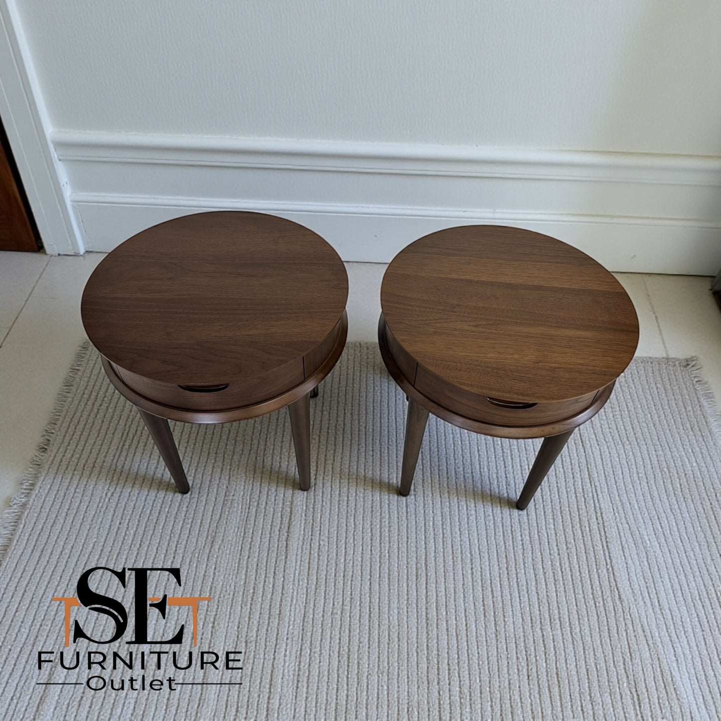 Bentleys Solid Walnut Lamp Tables With Drawer (Last Pair!)