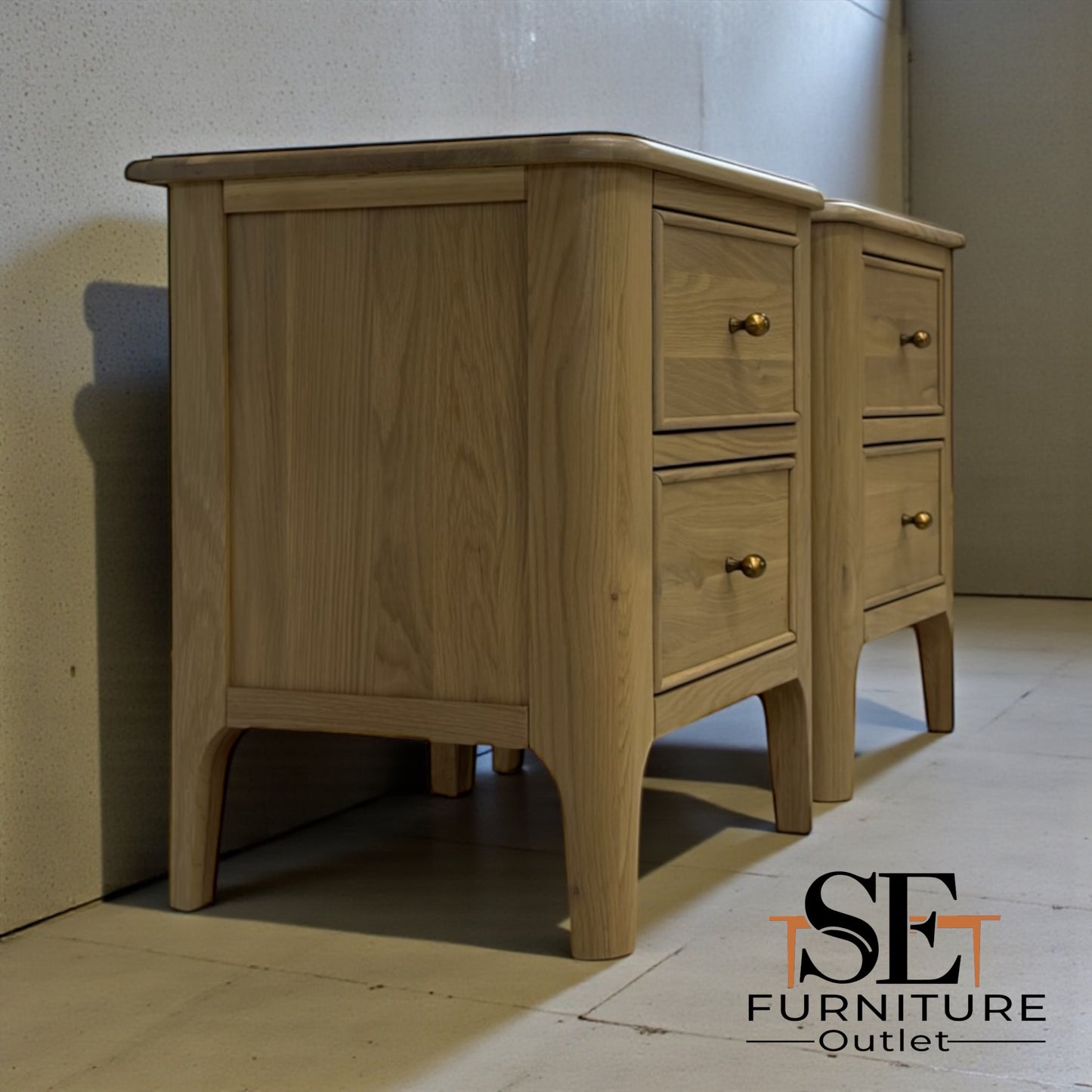 Light Natural Solid Oak 2 Drawer Bedside Tables Newton Range From Oak Furnitureland RRP £498