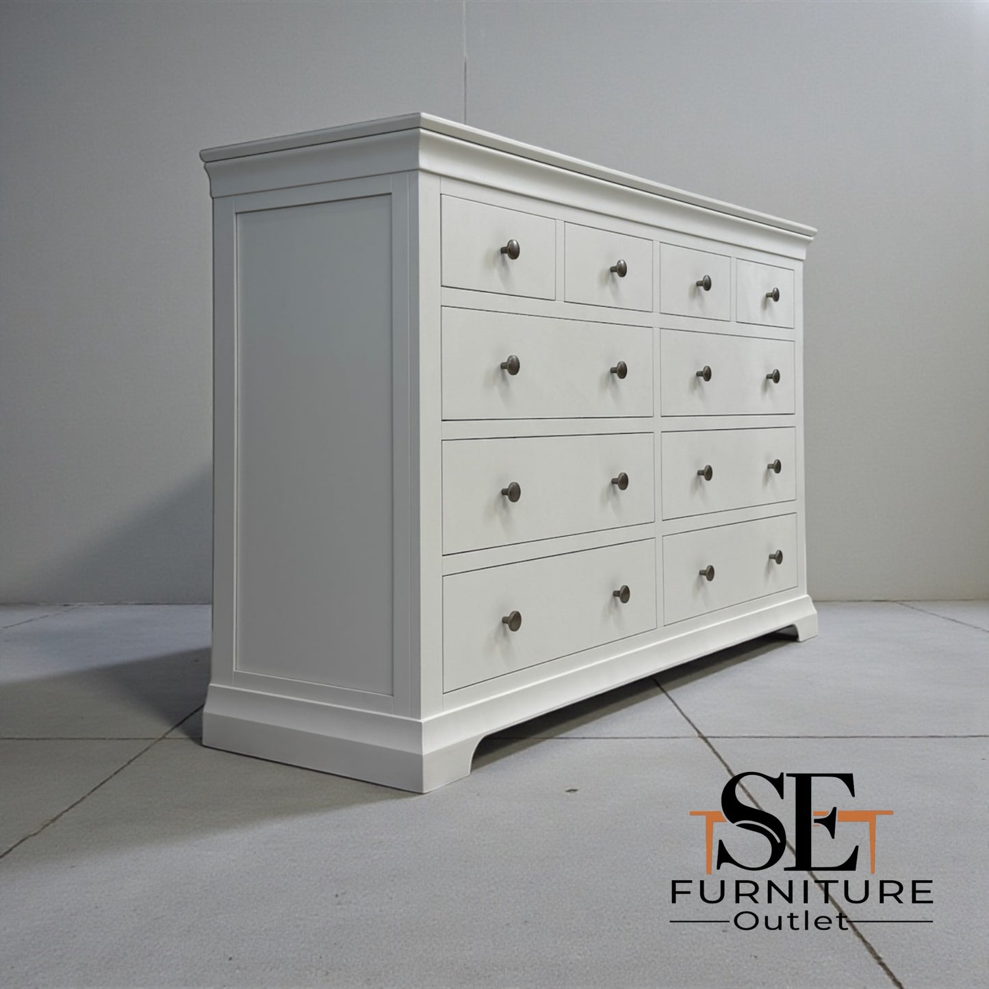 Solid Wood Frame & Warm White Painted 10 Drawer Chest of Drawers, From Cotswold Company RRP £1099