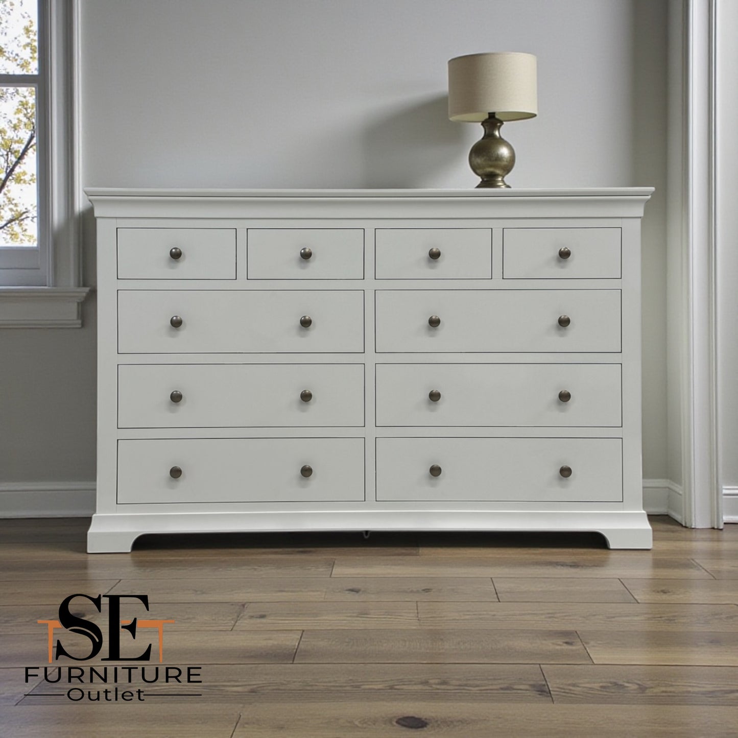 Solid Wood Frame & Warm White Painted 10 Drawer Chest of Drawers, From Cotswold Company RRP £1099