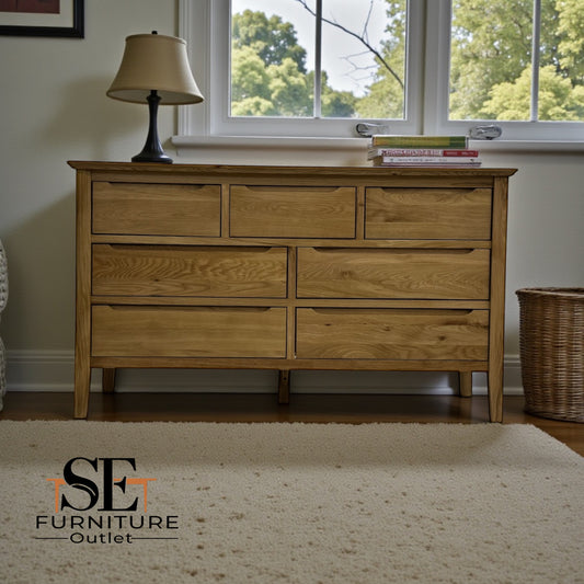 Natural Solid Oak 7 Drawer Chest, Copenhagen Range From Oak Furnitureland RRP £679