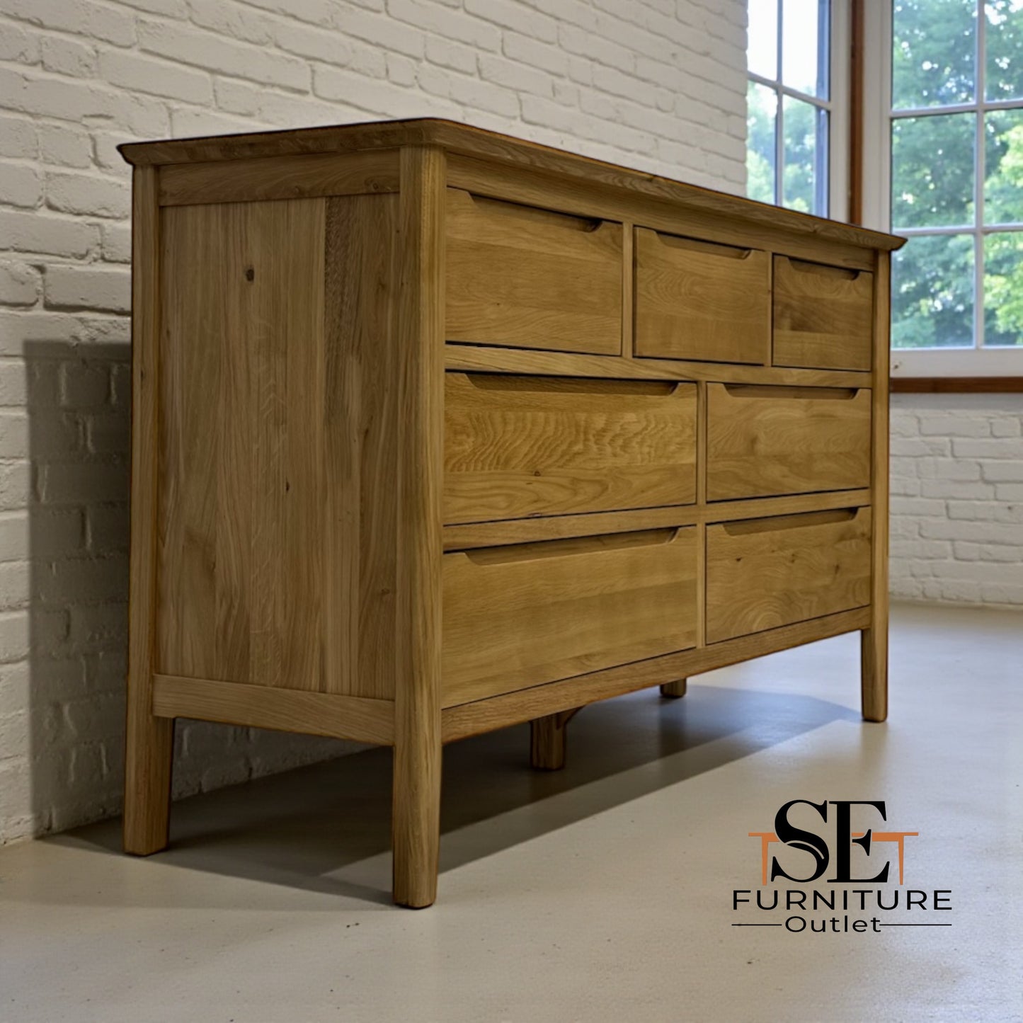 Natural Solid Oak 7 Drawer Chest, Copenhagen Range From Oak Furnitureland RRP £679