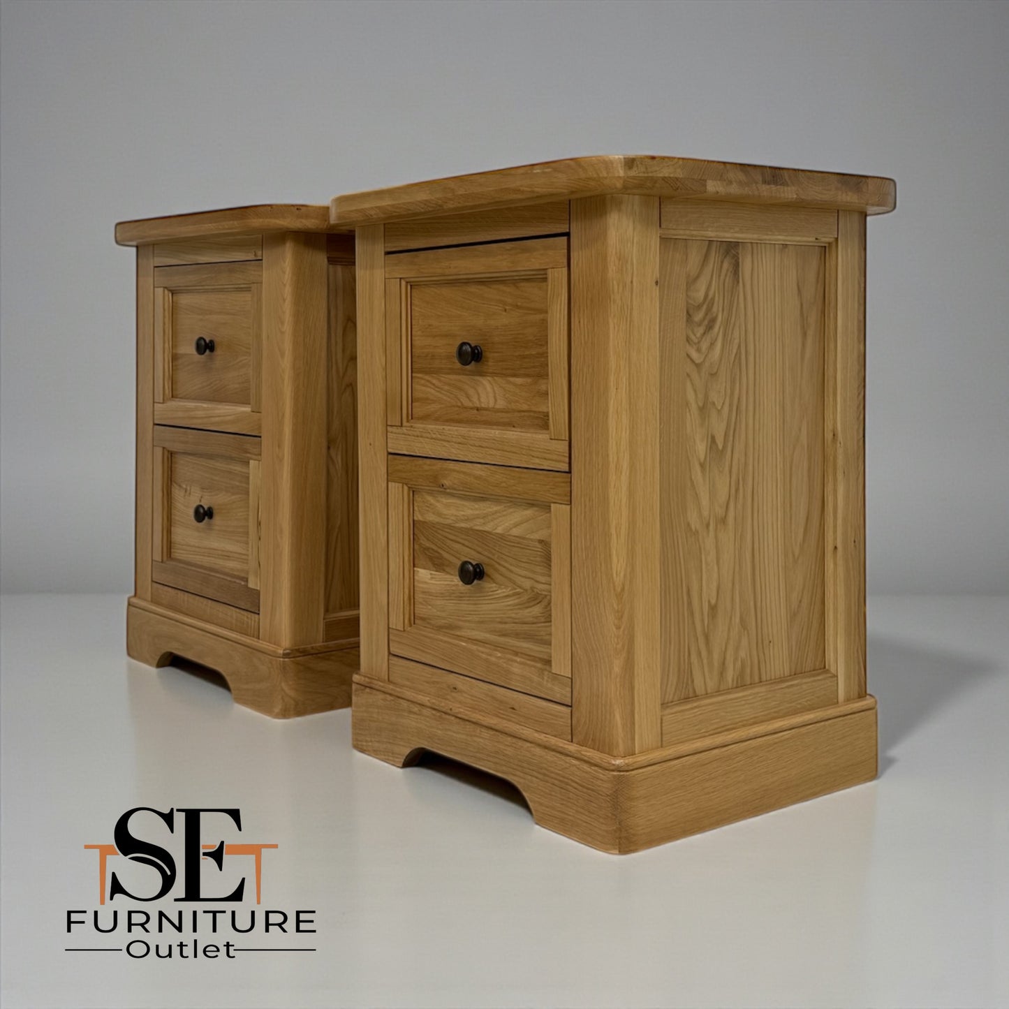 Natural Solid Oak 2 Drawer Bedside Tables Brennan Range From Oak Furnitureland RRP £598