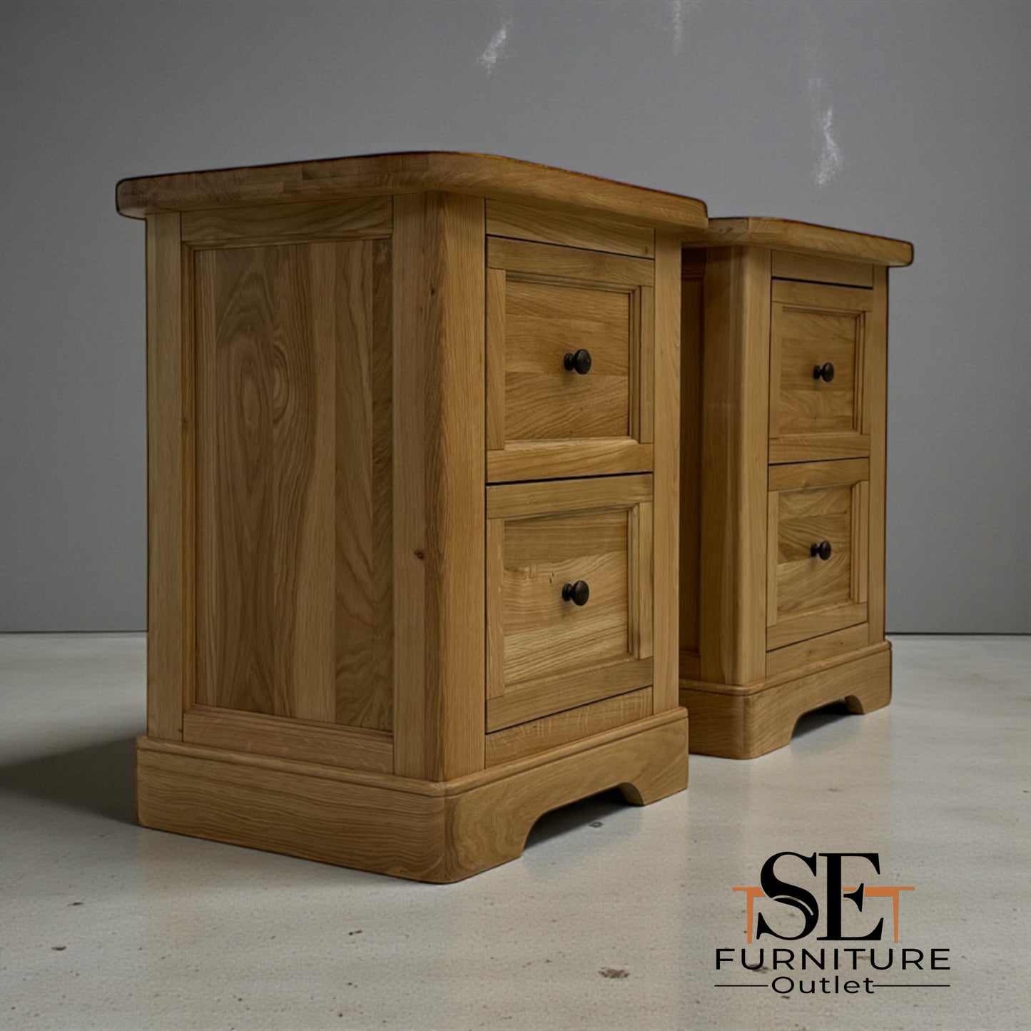 Natural Solid Oak 2 Drawer Bedside Tables Brennan Range From Oak Furnitureland RRP £598