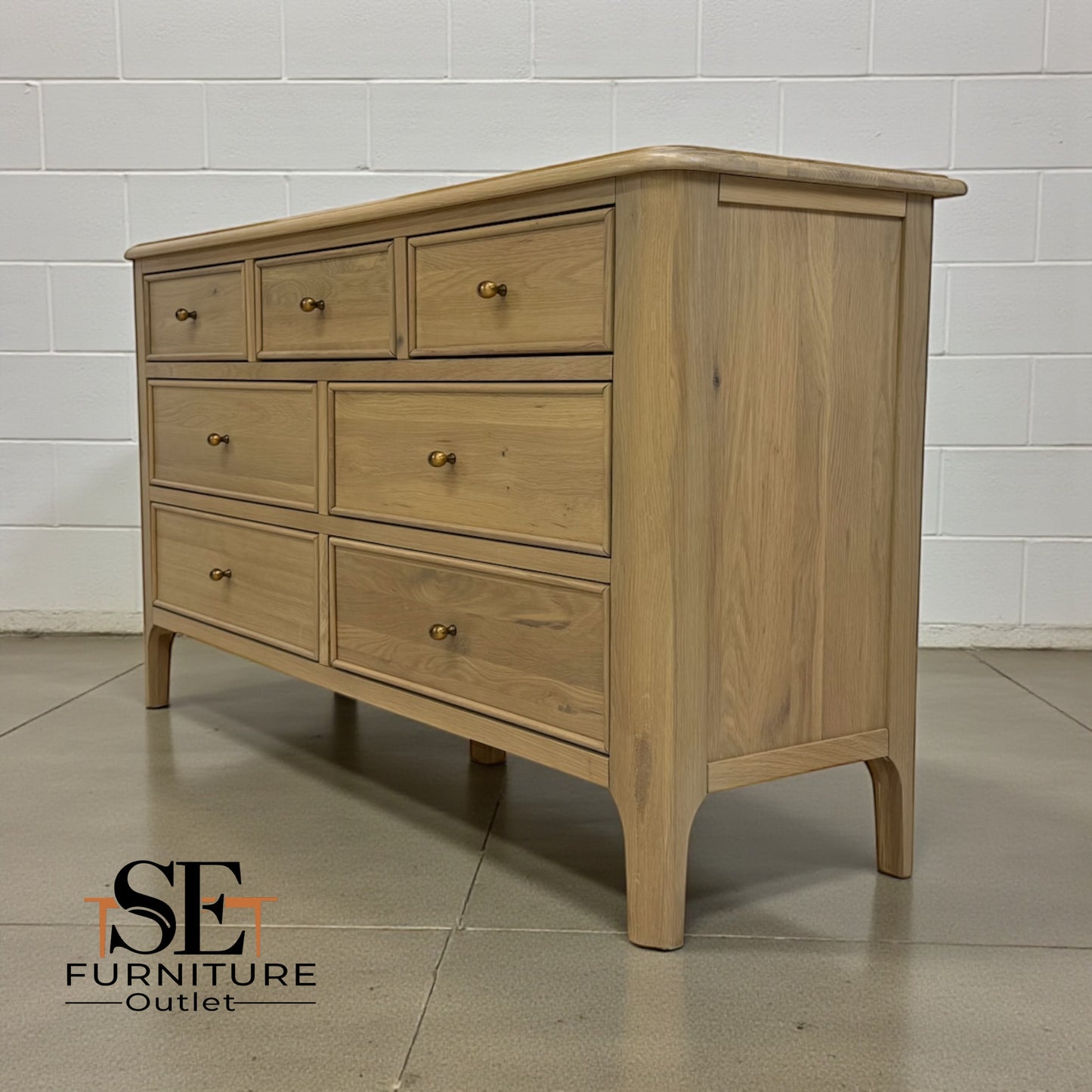 Light Natural Solid Oak 7 Drawer Chest, Newton Range From Oak Furnitureland RRP £679