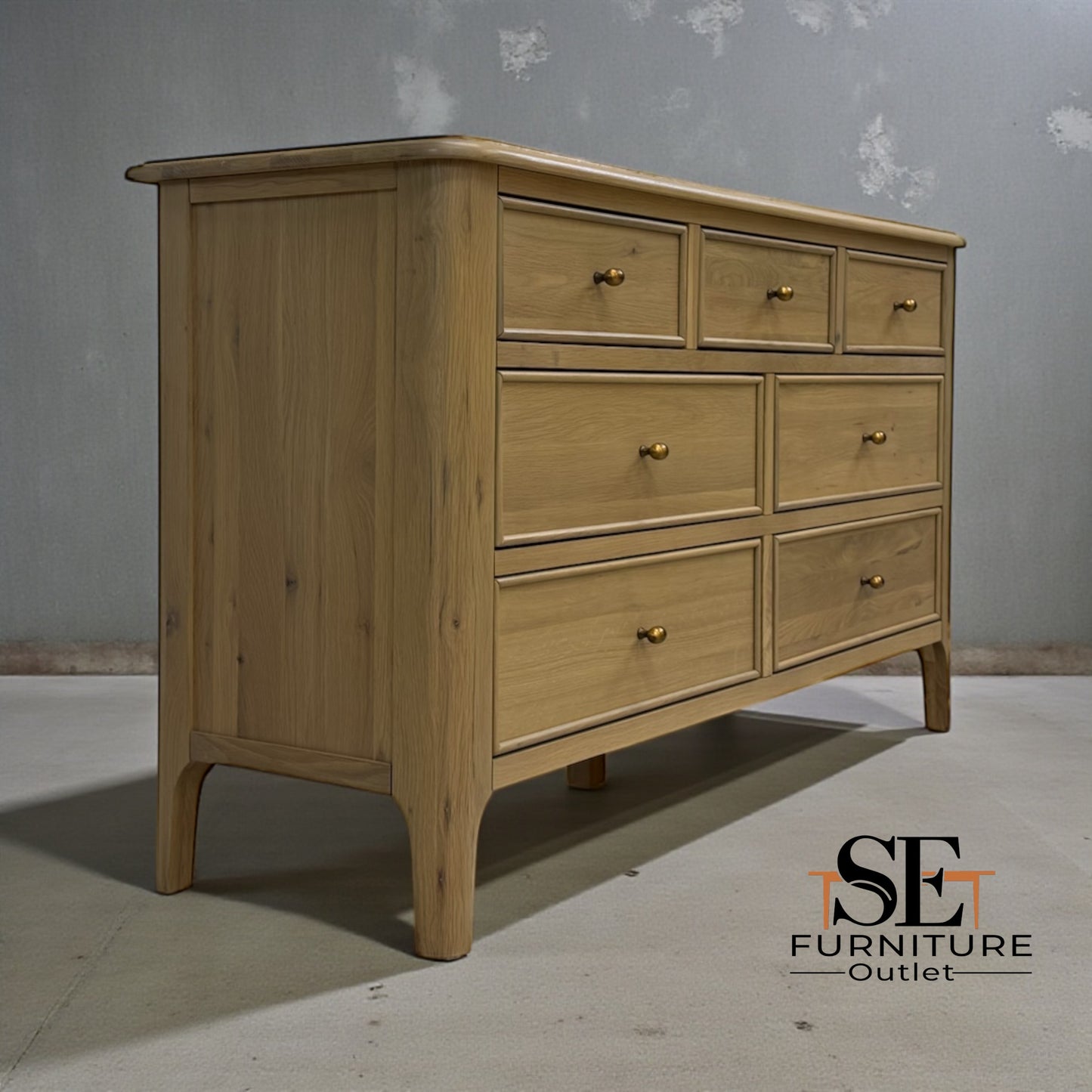 Light Natural Solid Oak 7 Drawer Chest, Newton Range From Oak Furnitureland RRP £679