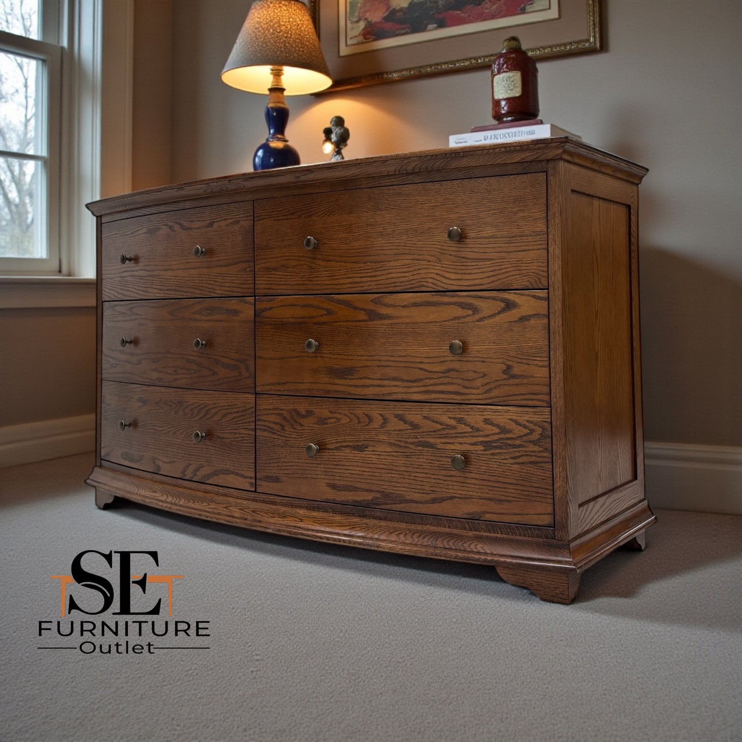 Dark Oak Low & Wide 6 Drawer Chest, Winchcombe Range RRP £1199