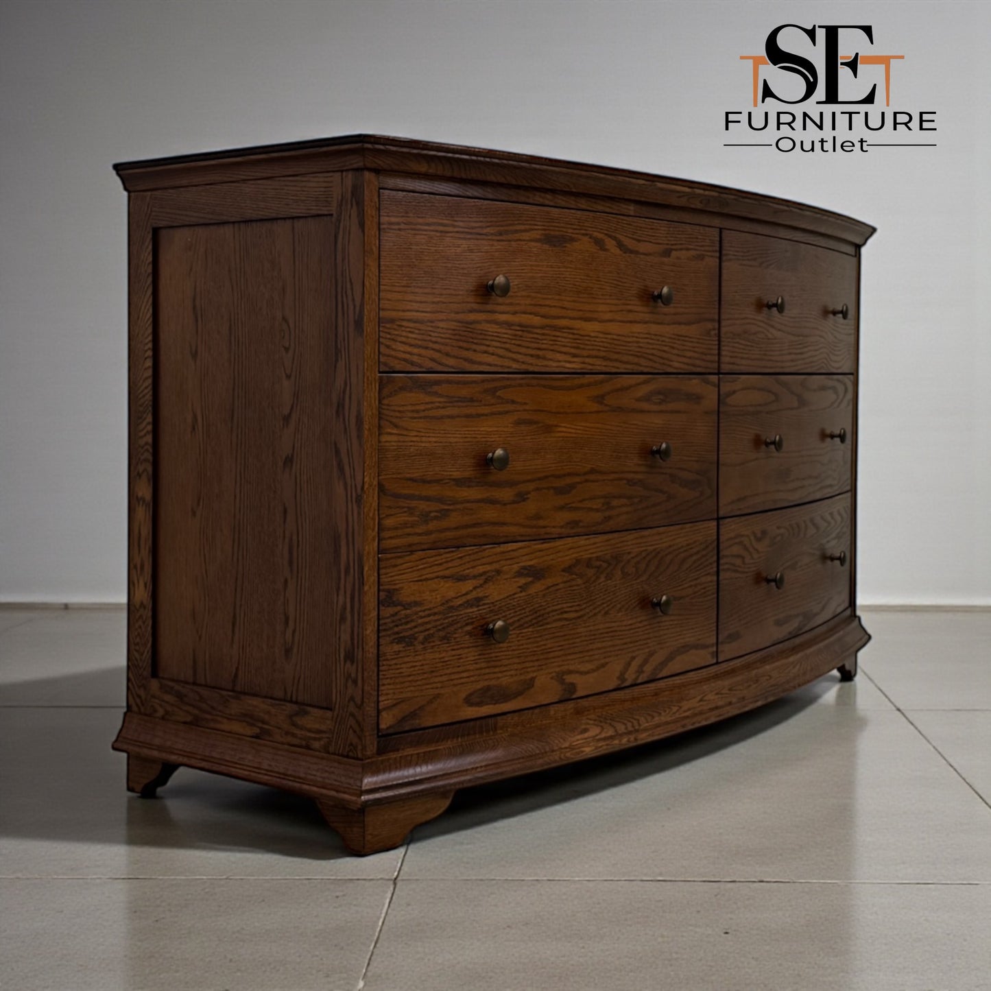 Dark Oak Low & Wide 6 Drawer Chest, Winchcombe Range RRP £1199