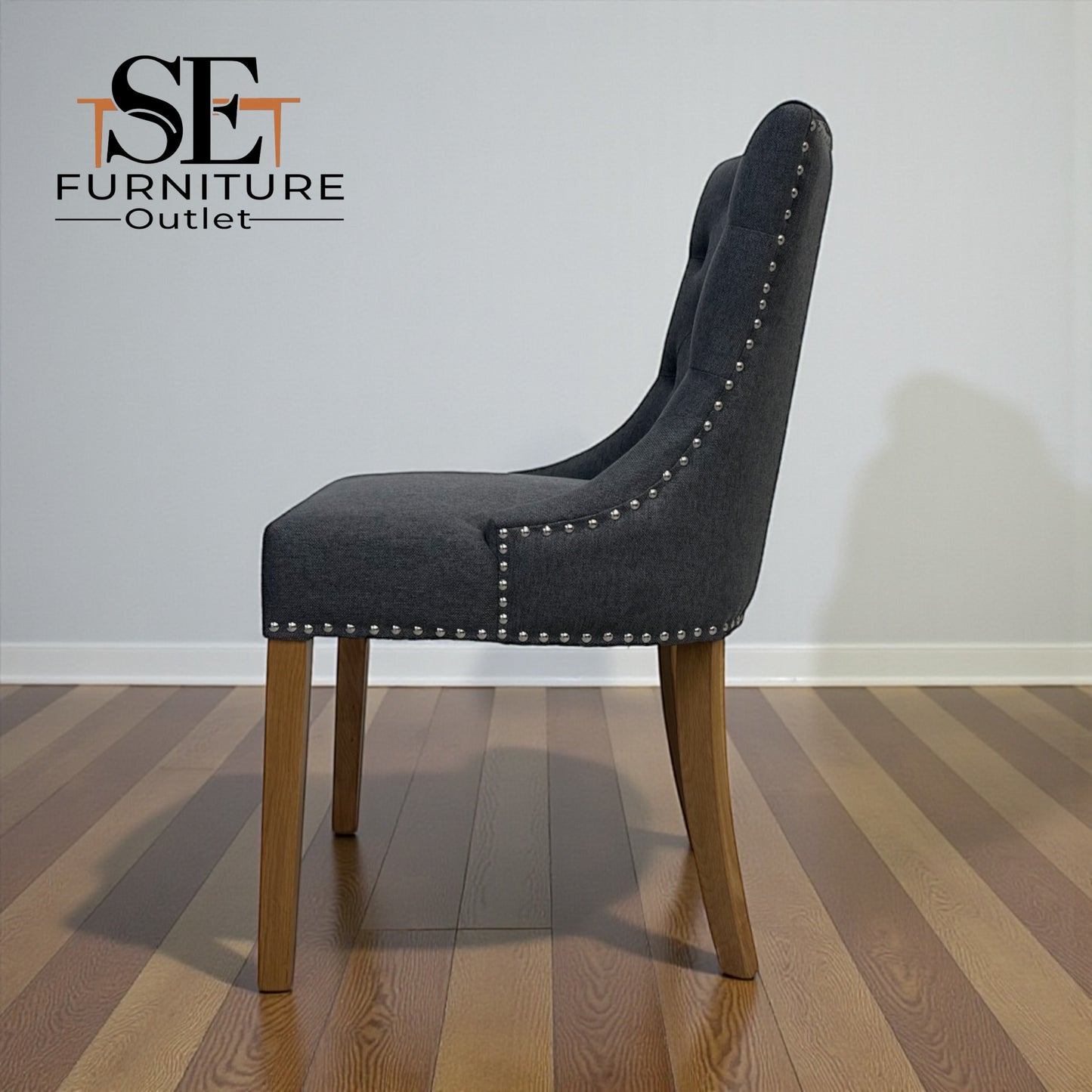 Set of 4 Natural Oak Dining Chairs in Grey Fabric, Vivien Range From Oak Furnitureland RRP £260 each