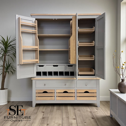 Solid Oak Top & Solid Wood Frames Triple Larder, Chester Dove Grey RRP £1999