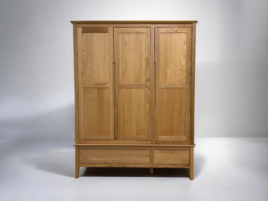 Oak Furnitureland Natural Solid Oak Triple Wardrobe Copenhagen Range RRP £1499