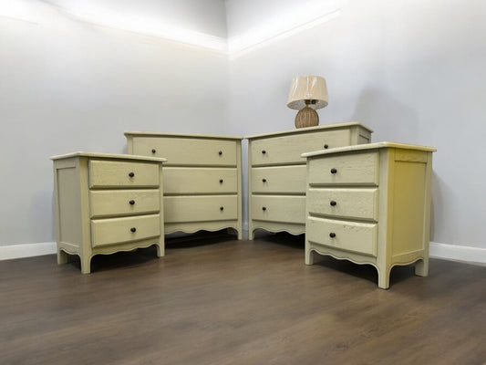 Cotswold Company Solid Oak French Grey Painted Set Of 4 Chest & Bedside Tables RRP £2196