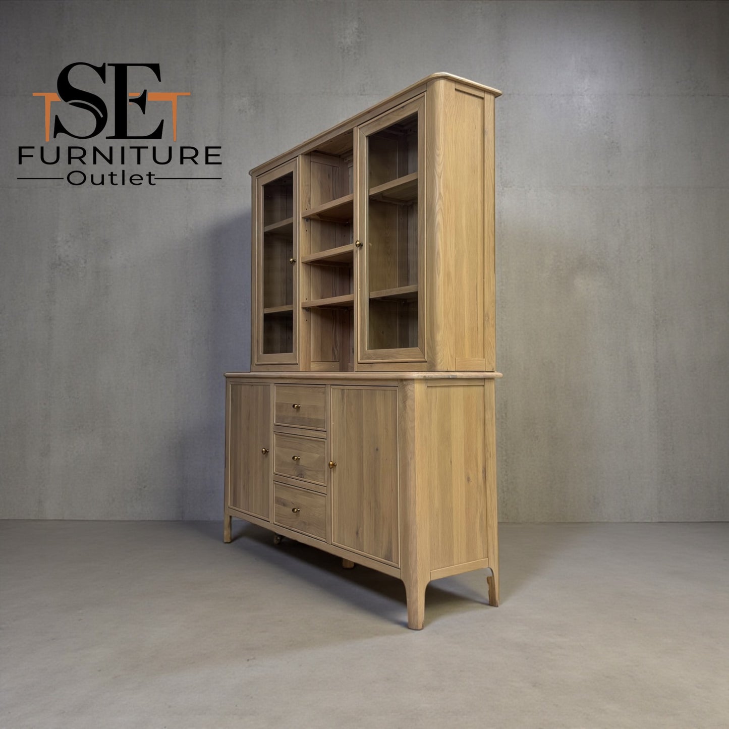 Light Natural Solid Oak Large Dresser, Newton Range From Oak Furnitureland RRP £1529