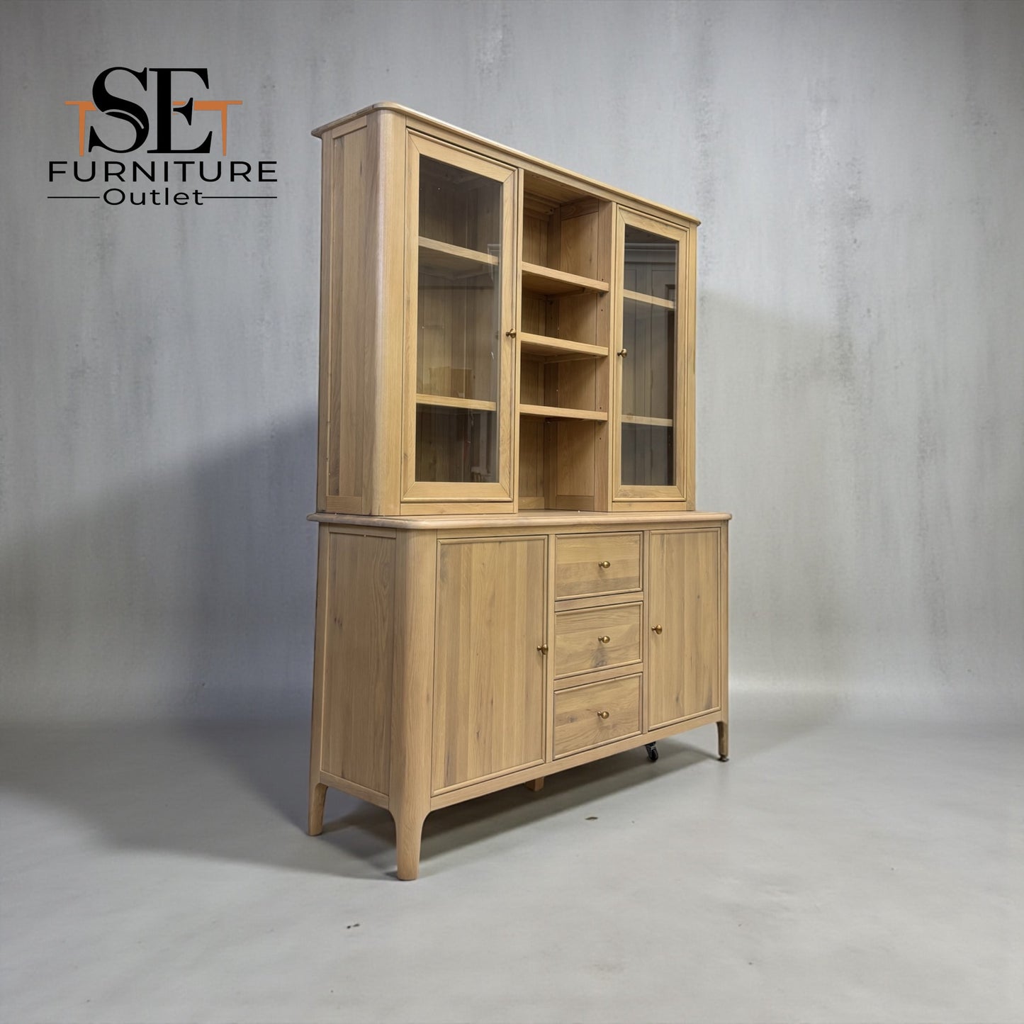 Light Natural Solid Oak Large Dresser, Newton Range From Oak Furnitureland RRP £1529