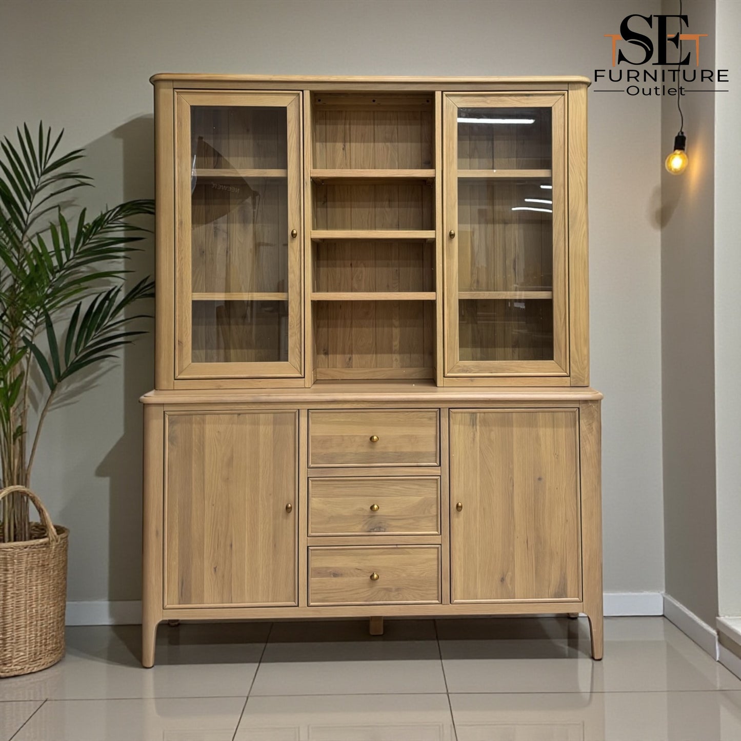 Light Natural Solid Oak Large Dresser, Newton Range From Oak Furnitureland RRP £1529