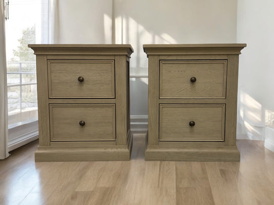 Oak Furnitureland Weathered Oak 2 Drawer Bedside Tables Burleigh Range RRP £299