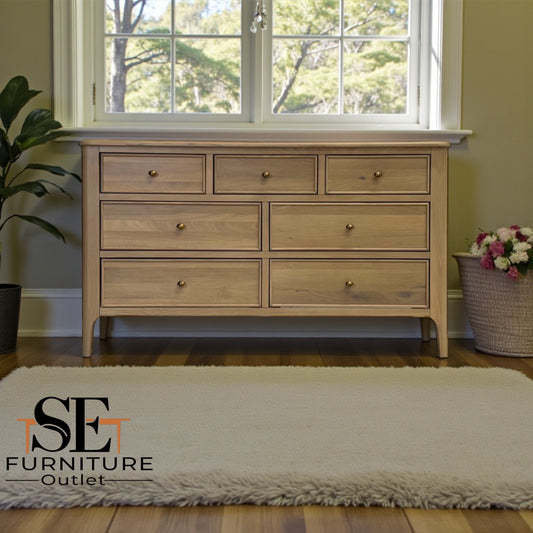 Light Natural Solid Oak 7 Drawer Chest, Newton Range From Oak Furnitureland RRP £719