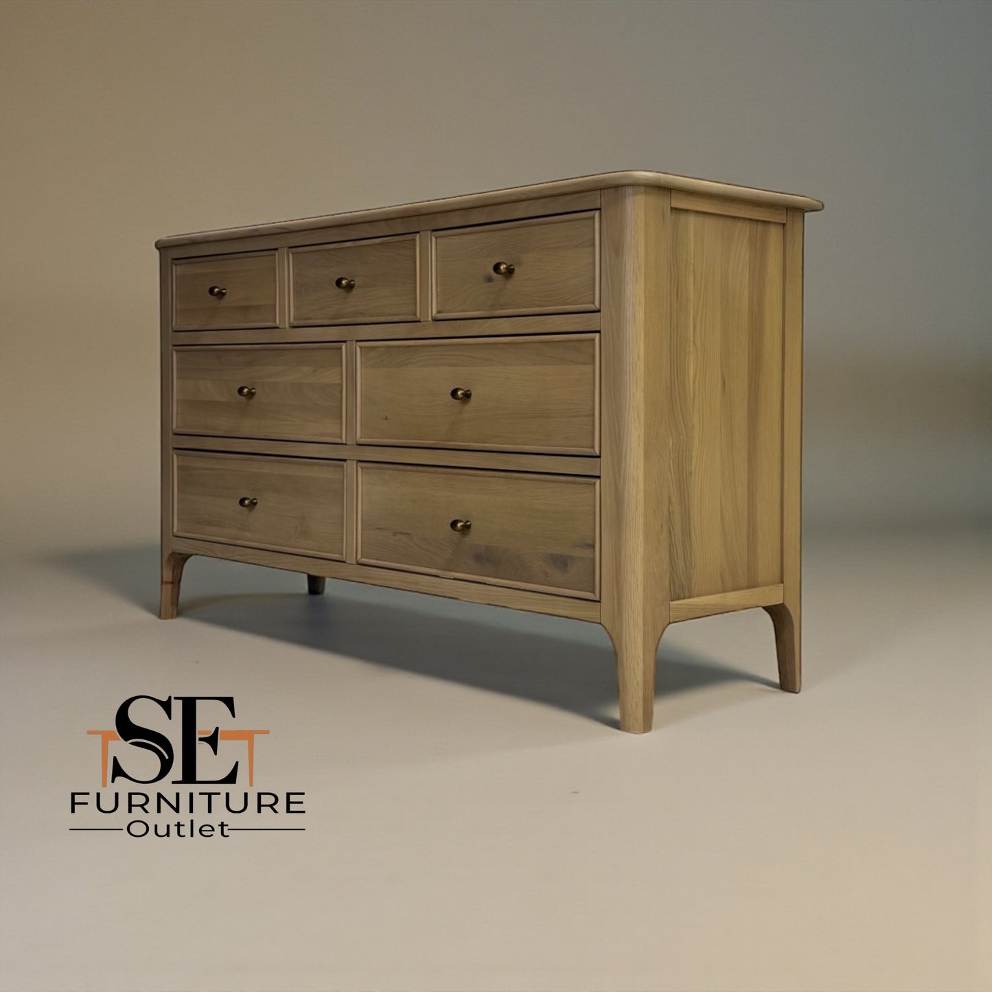 Light Natural Solid Oak 7 Drawer Chest, Newton Range From Oak Furnitureland RRP £719
