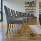 Set of 8 Natural Oak Dining Chairs in Grey Fabric, Vivien Range From Oak Furnitureland RRP £260 each