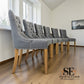 Set of 6 Natural Oak Dining Chairs in Grey Fabric, Vivien Range From Oak Furnitureland RRP £260 each