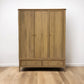 OAK FURNITURELAND LIGHT NATURAL SOLID OAK TRIPLE WARDROBE NEWTON RANGE RRP £1549