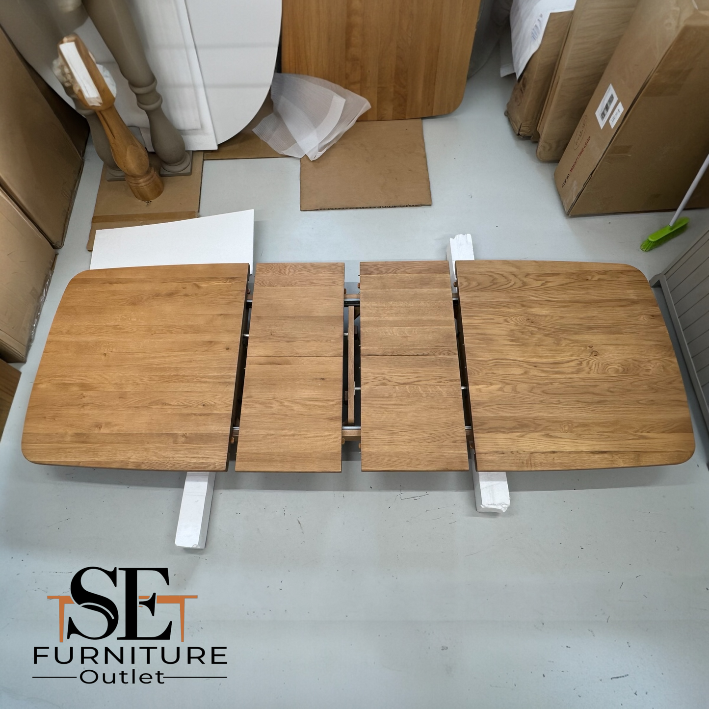 Natural Solid Oak Extending Dining Table, 6 to 10 Seater Bentley Range From Oak Furnitureland RRP £1079