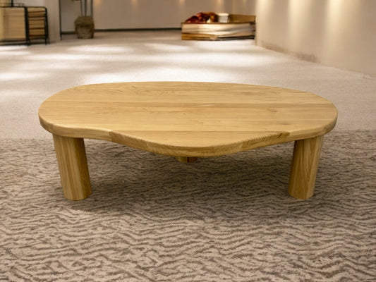 Solid Oak Coffee Table Featuring a Live Edge Design and Sturdy, Chunky Legs RRP £549