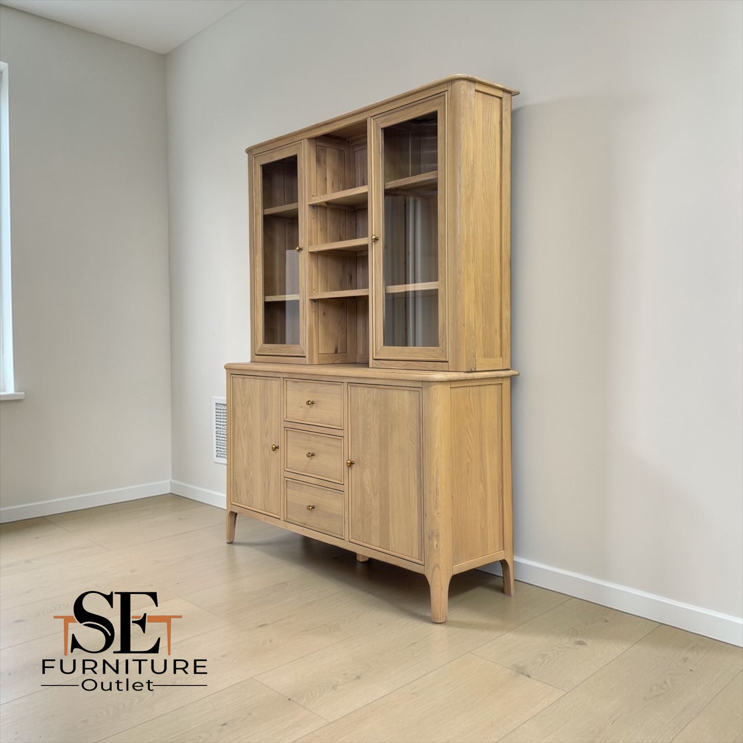 Light Natural Solid Oak Large Dresser, Newton Range From Oak Furnitureland RRP £1529