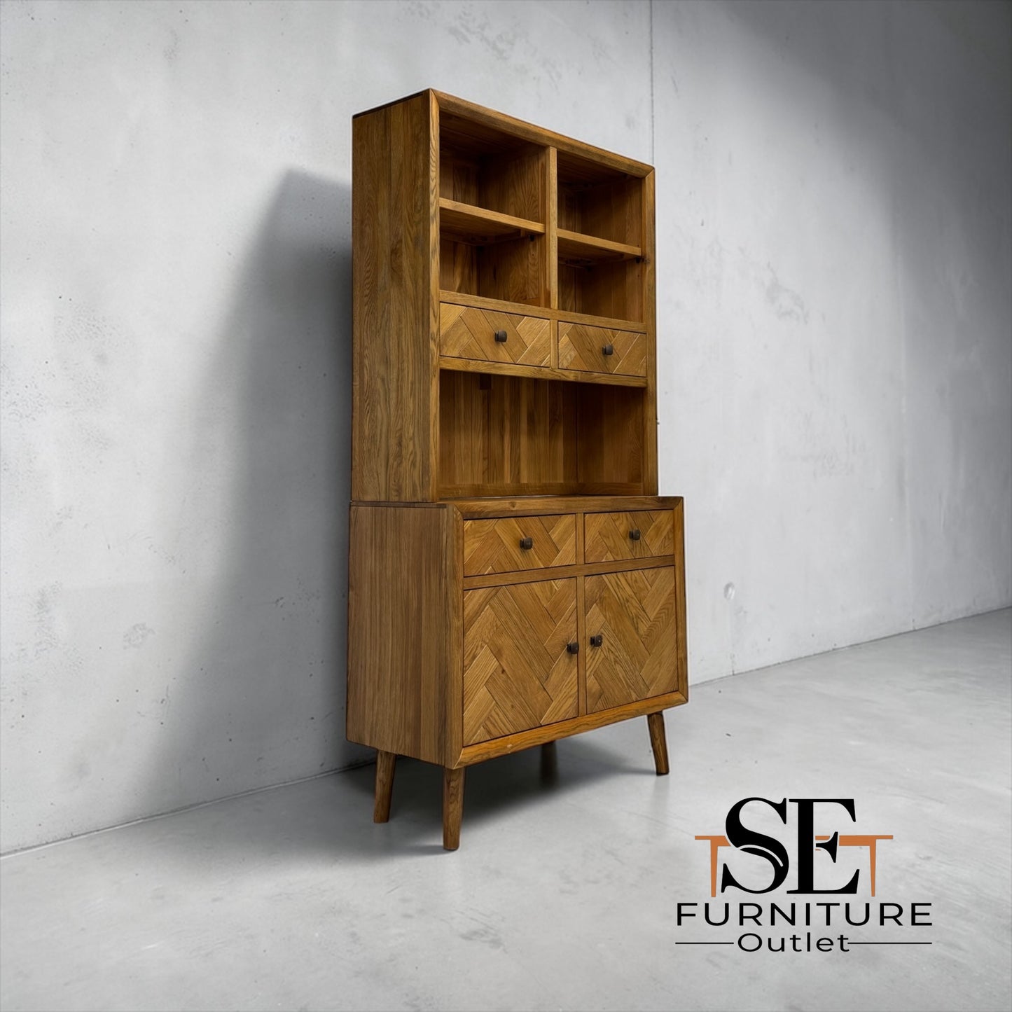 Brushed & Glazed Solid Oak Dresser Parquet Range from Oak Furnitureland RRP £1149