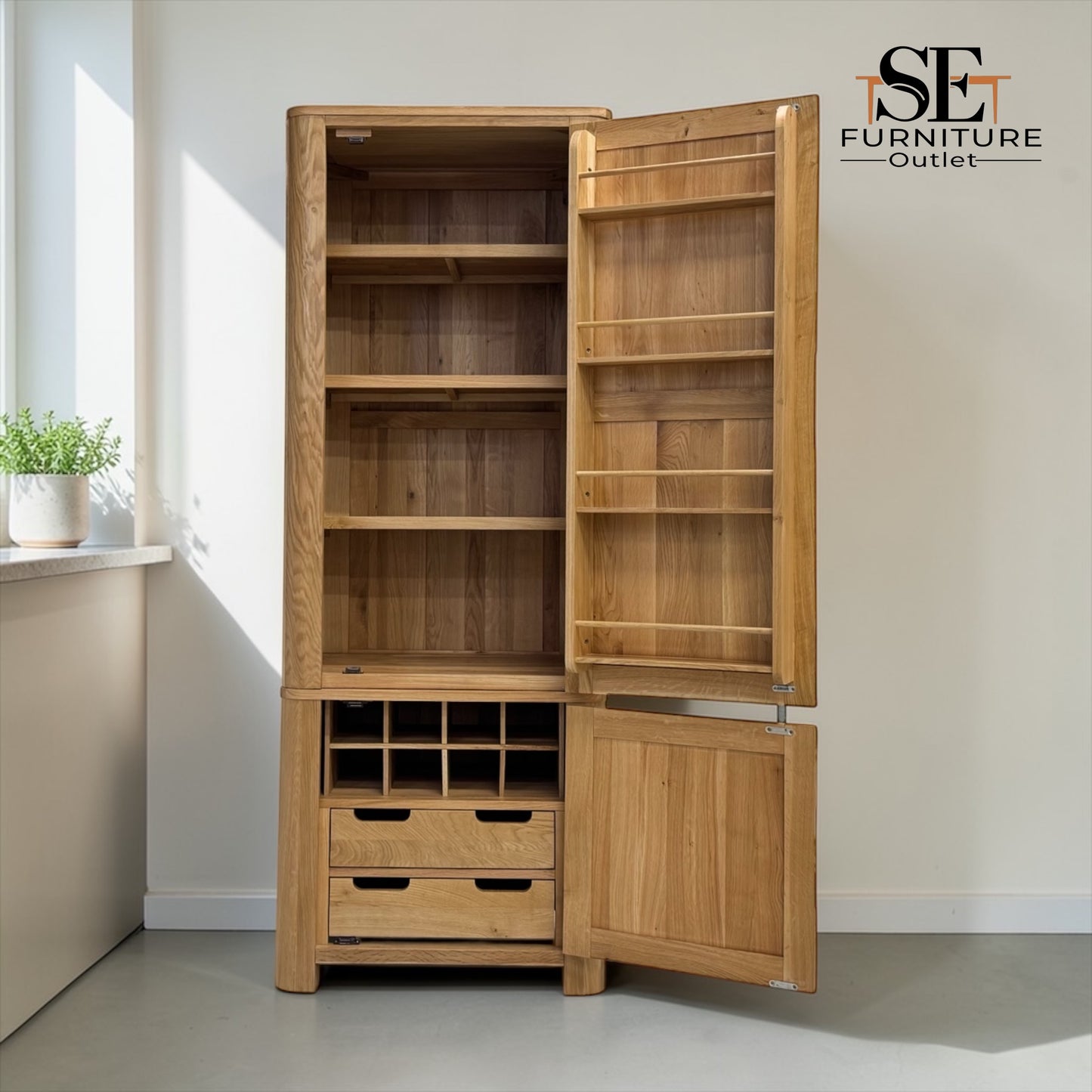 Natural Solid Oak Small Kitchen Larder from Romsey Range by Oak Furnitureland, RRP £1249