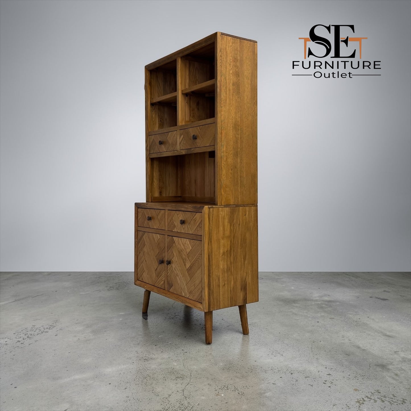 Brushed & Glazed Solid Oak Dresser Parquet Range from Oak Furnitureland RRP £1149