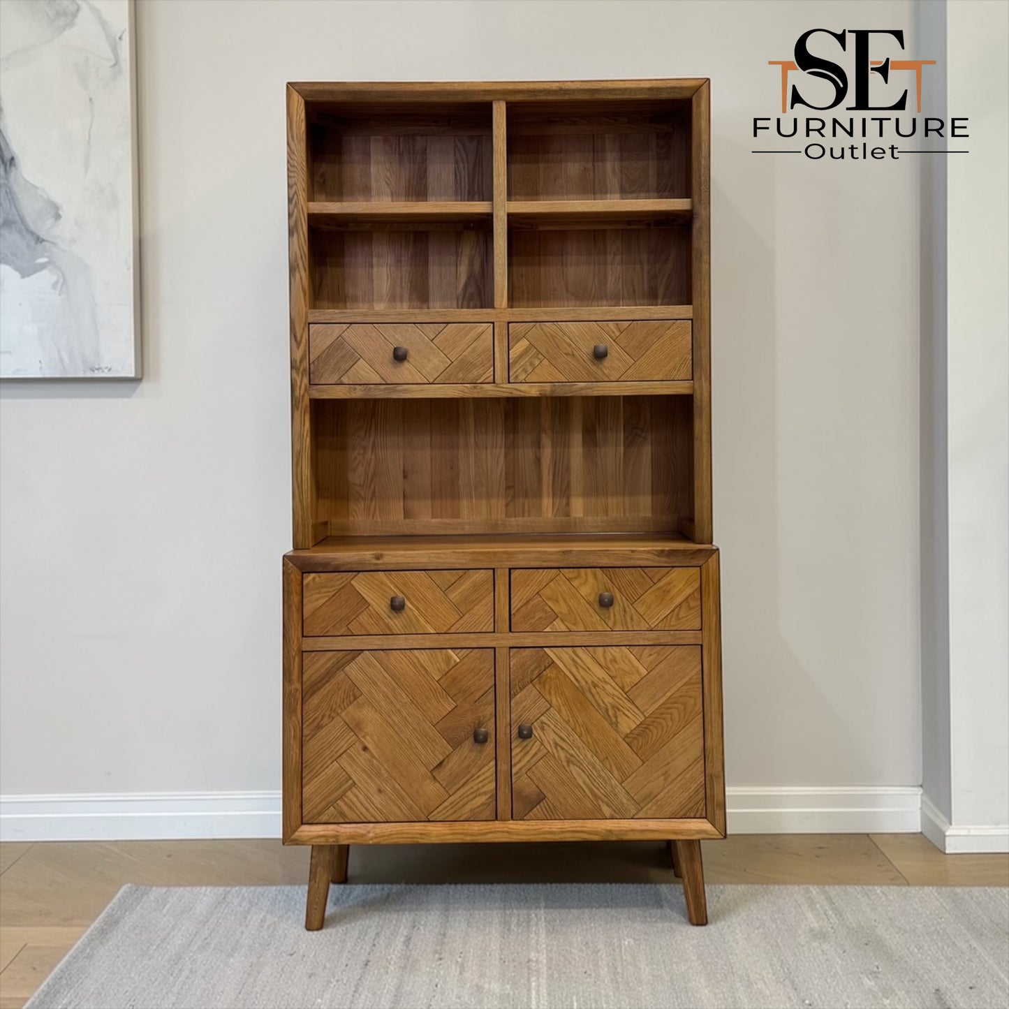 Brushed & Glazed Solid Oak Dresser Parquet Range from Oak Furnitureland RRP £1149