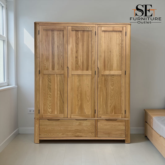 Natural Solid Oak Triple Wardrobe Romsey Range From Oak Furnitureland RRP £1599