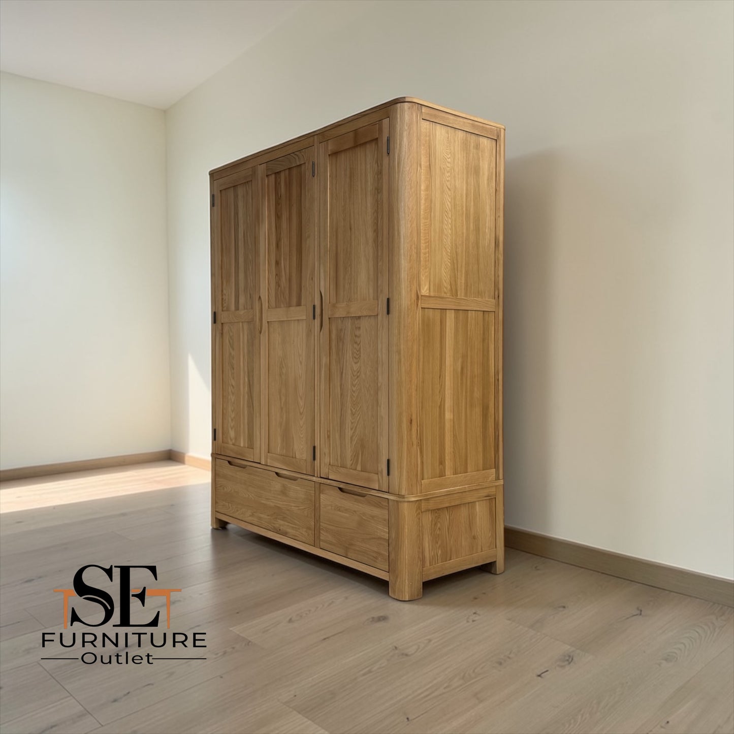 Natural Solid Oak Triple Wardrobe Romsey Range From Oak Furnitureland RRP £1599