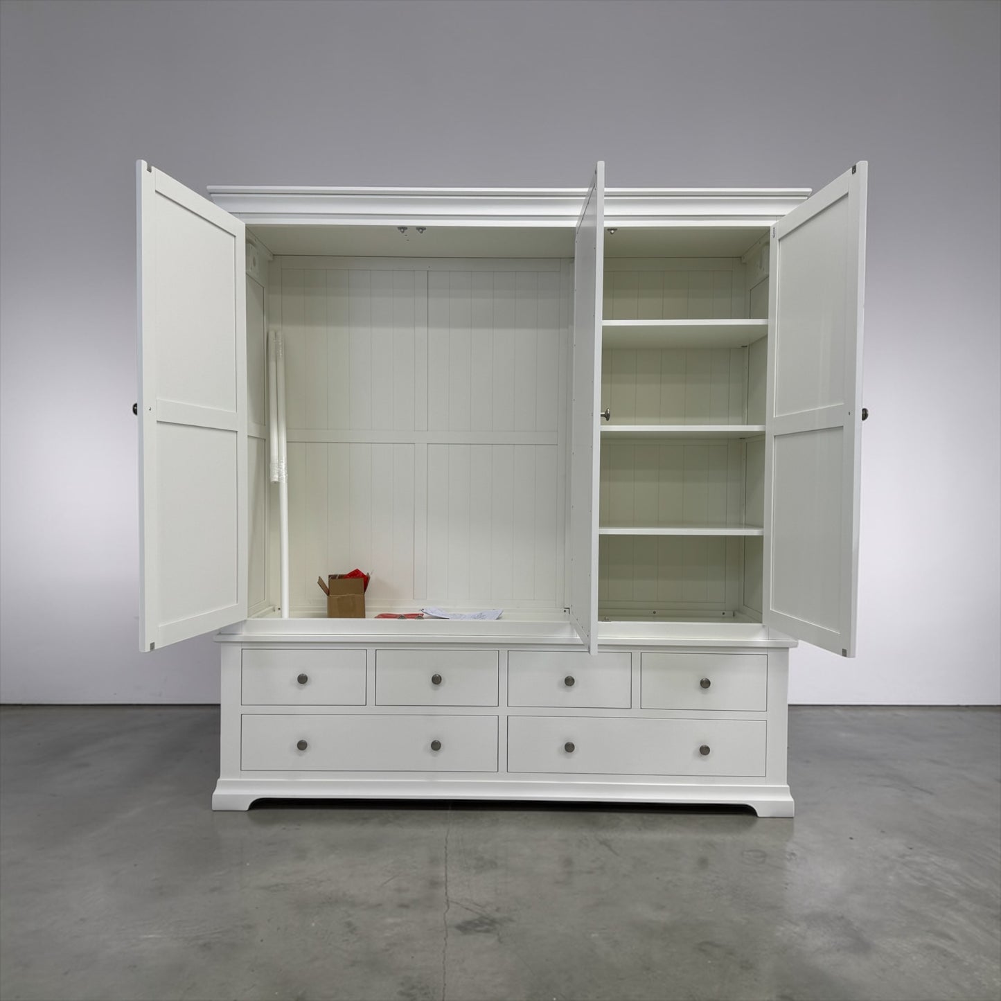 Solid Wood Frames & Warm White Painted Grand Triple Wardrobe, Chantilly Range RRP £1899