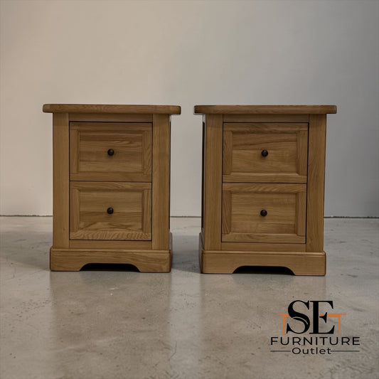 Natural Solid Oak 2 Drawer Bedside Tables Brennan Range From Oak Furnitureland RRP £658