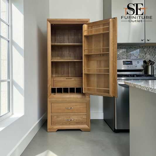 Natural Solid Oak Slim Kitchen Larder Bevel Range From Oak Furnitureland RRP £1049