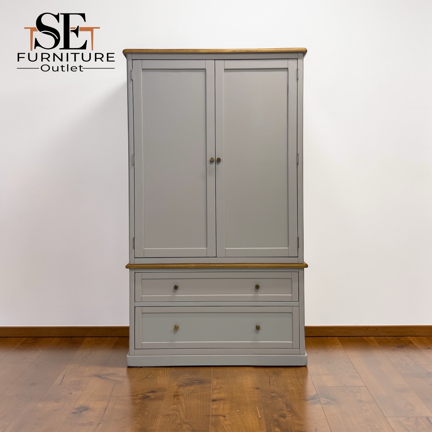 Natural Solid Oak & Painted Double Larder, Henley Range From Oak Furnitureland RRP £1679