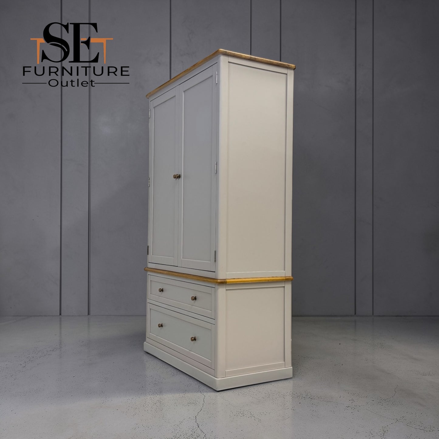 Natural Solid Oak & Painted Double Larder, Henley Range From Oak Furnitureland RRP £1679