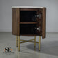 Solid Mango Wood & Marble Top Bedside Table RRP £299