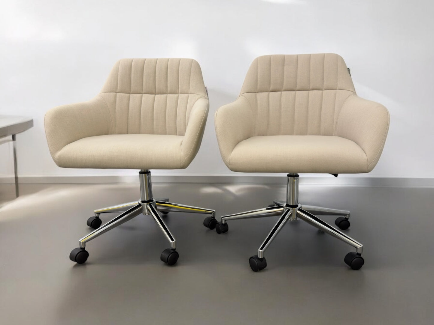 Cotswold Company Upholstered Office Chairs Stone Linen With Stylish Chrome Base RRP £358