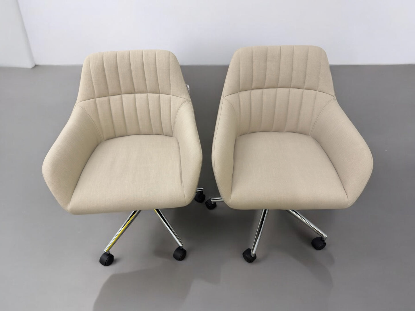 Cotswold Company Upholstered Office Chairs Stone Linen With Stylish Chrome Base RRP £358