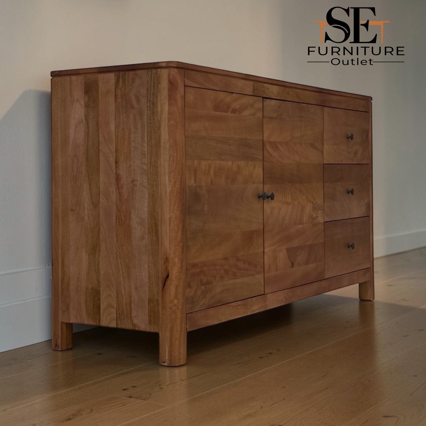 Premium Quality Solid Mango Wood Large Sideboard Noah Range by Oak Furnitureland, RRP £899